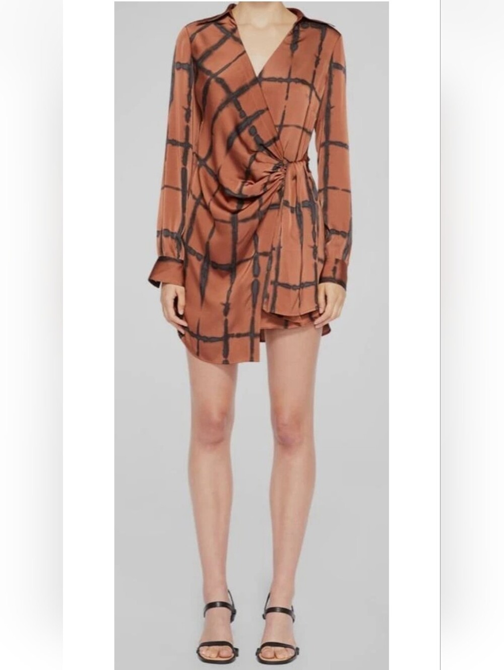 Jonathan Simkhai Sofia Soft Clay Multi Shibori Print Mini Long Sleeve Wrap Dress